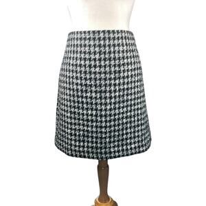 LOFT Houndstooth Tweed Mini Skirt Size 6 Black White Lined Classic Preppy